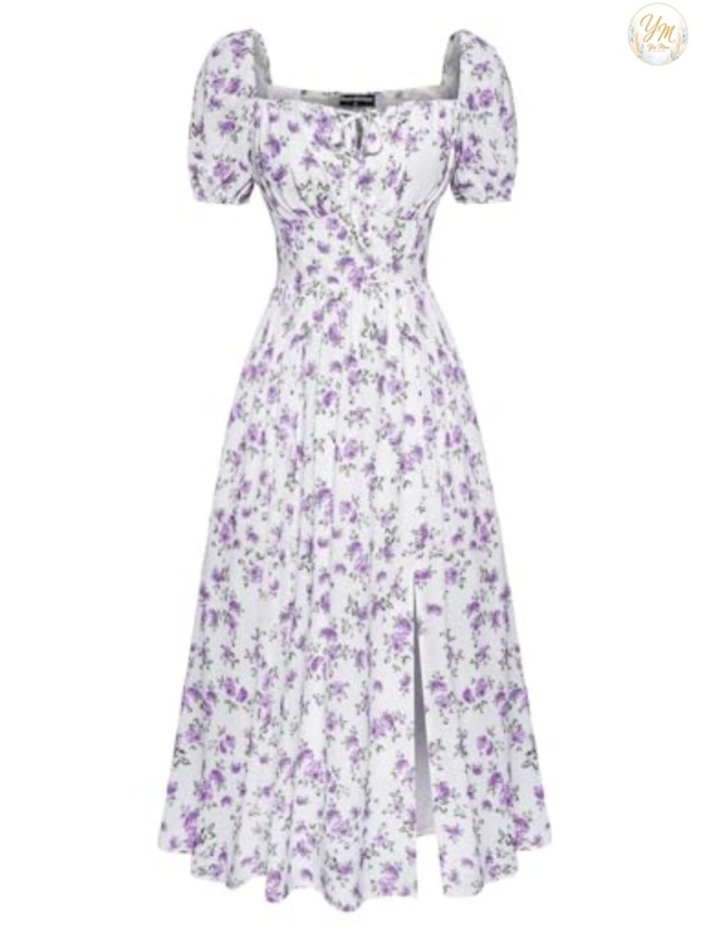 Scarlet Darkness Split Floral Corset Midi Dress with Pockets